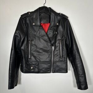 Grunge Black Moto Jacket BLANKNYC Vegan Leather Red Lining Biker Core Punk